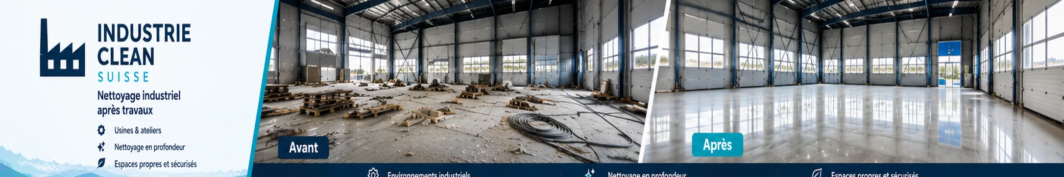 Industrie Clean Suisse — nettoyage industriel après travaux, avant/après